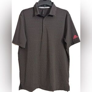 Adidas Golf Men’s Ultimate365 Space Dye Stripe Polo Shirt, logo on sleeve